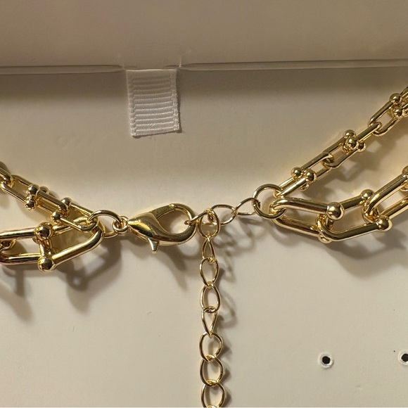 NWT House of Harlow 1960 Gold-Tone Double Chain Layered Necklace - Picture 3 of 4